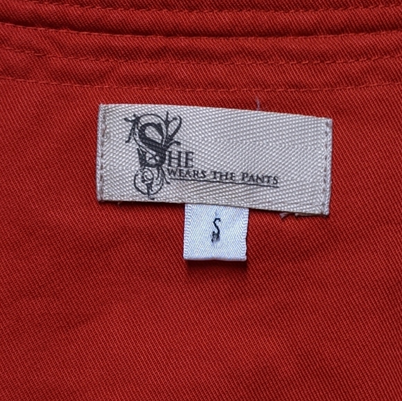 SHE Red Ruffle Tencel/Cotton Blend Open Jacket - Picture 3 of 9